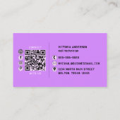 Paarse nagels Glitter zet Typografie Nail Tech Visitekaartje (Achterkant)