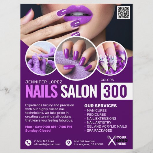 Paarse nagelsalon flyer (Voorkant)