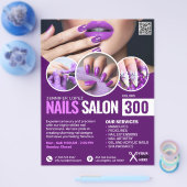 Paarse nagelsalon flyer (Enkel)