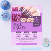 Paarse nagelsalon, make-upartiest, schoonheidssalo flyer (Enkel)
