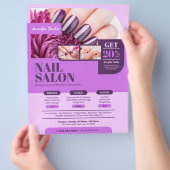 Paarse nagelsalon, make-upartiest, schoonheidssalo flyer (Hand)