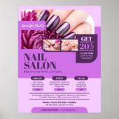 Paarse nagelsalon, make-upartiest, schoonheidssalo poster (Voorkant)