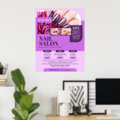 Paarse nagelsalon, make-upartiest, schoonheidssalo poster (Thuiskantoor)
