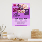 Paarse nagelsalon, make-upartiest, schoonheidssalo poster (Keuken)