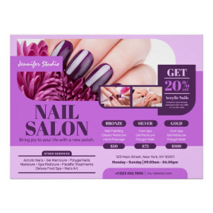 Paarse nagelsalon, make-upkunstenaar Glossy Poster