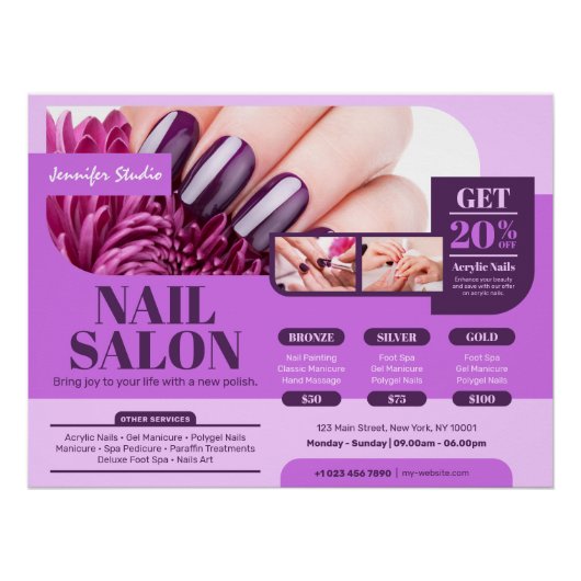 Paarse nagelsalon, make-upkunstenaar Glossy Poster (Voorkant)