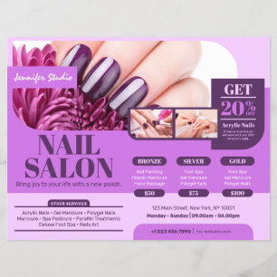 Paarse nagelsalon, make-upkunstenaar (horizontaal) flyer