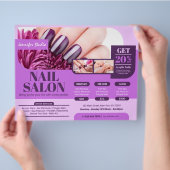 Paarse nagelsalon, make-upkunstenaar (horizontaal) flyer (Hand)