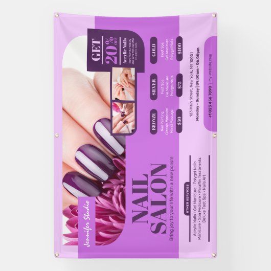 Paarse Nagelsalon, Make-upkunstenaar, Salon Spandoek (Verticaal)