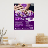 Paarse nagelsalon, schoonheidssalon, make-upkunste poster (Keuken)