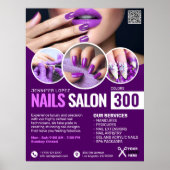 Paarse nagelsalon, schoonheidssalon, make-upkunste poster (Voorkant)