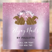 Paarse nagelstudio vrouw hand nagels technicus raamsticker (Vel 2)