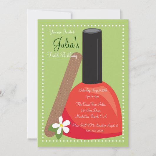 Paarse Nail Poolse Birthday Invite Kaart (Voorkant)