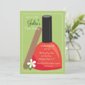 Paarse Nail Poolse Birthday Invite Kaart (Staand voorkant)