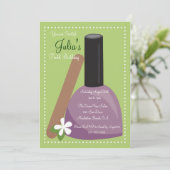Paarse Nail Poolse Birthday Invite Kaart (Staand voorkant)