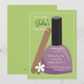 Paarse Nail Poolse Birthday Invite Kaart (Voorkant / Achterkant)