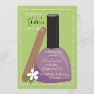 Paarse Nail Poolse Birthday Invite Kaart