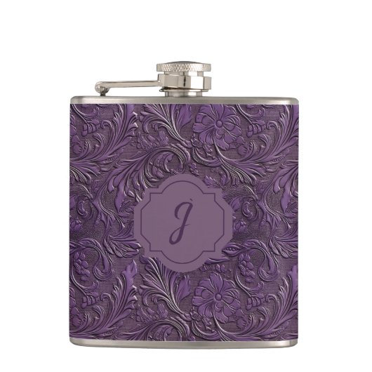 Paarse namaak gereedschapsleer vinyl  heupfles (Voorkant)