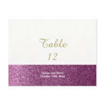 Paarse namaak glitters tafelstoelkaart