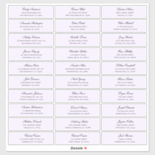 Paarse namen van gasten adres. Bruiloft verzendlab Sticker