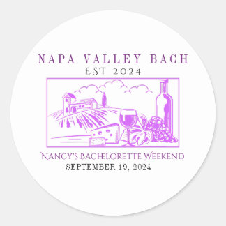 Paarse Napa Valley Bachelorette Favor Sticker
