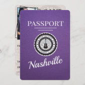 Paarse Nashville Passport Bewaar de datum Save The Date (Voorkant / Achterkant)