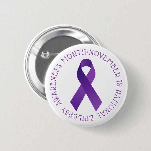 Paarse Nationale Epilepsie Bewustzijn Maand Lint Ronde Button 5,7 Cm (Voorkant /achterkant)