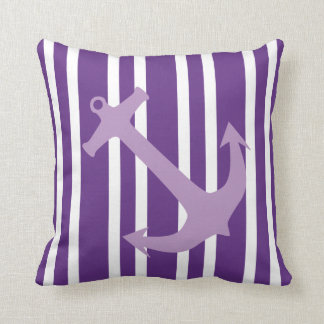 Paarse Nautical Anchor Striped Pillow Kussen