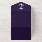 Paarse Nautische anker All In One Uitnodiging (Buitenkant)