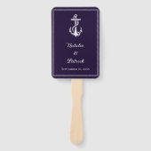 Paarse nautische anker bruiloft hand fans handwaaier (Voorkant)
