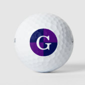 Paarse Navy Blue LG Checker Monogram Golfballen (Voorkant)