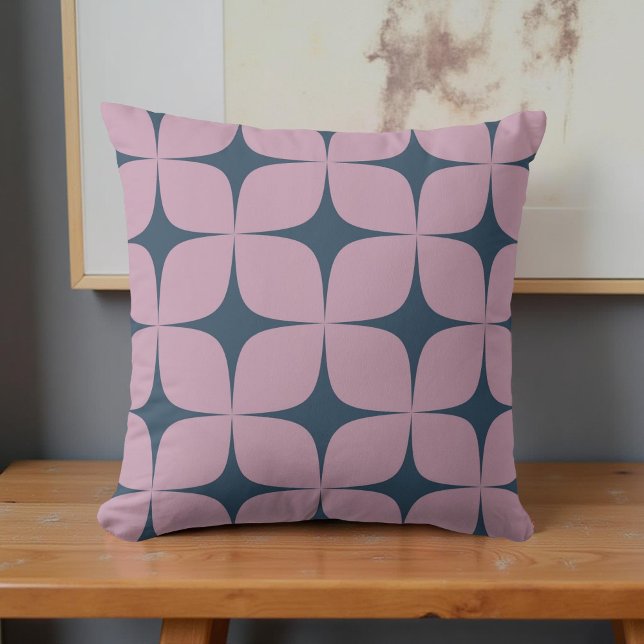 Paarse Navy Blue Mid Century Modern  Kussen (Creator heeft geüpload)