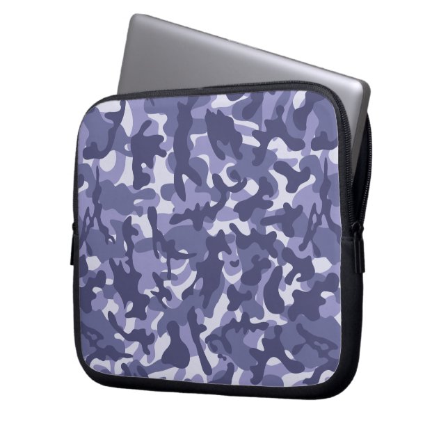 Paarse Navy Camouflage Laptop Sleeve (Voorkant Links)