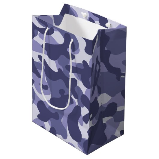 Paarse Navy Camouflage Medium Cadeauzakje (Voorkant Gekanteld)