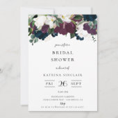 Paarse Navy Floral Vrijgezellenfeest Kaart (Voorkant)