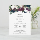 Paarse Navy Floral Vrijgezellenfeest Kaart (Staand voorkant)