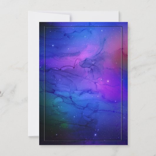 Paarse Nebula Celestial Art buitenruimtetracewedde Kaart (Achterkant)