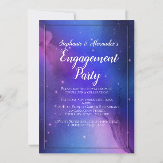 Paarse Nebula Celestial Art buitenruimtetracewedde Kaart (Voorkant)