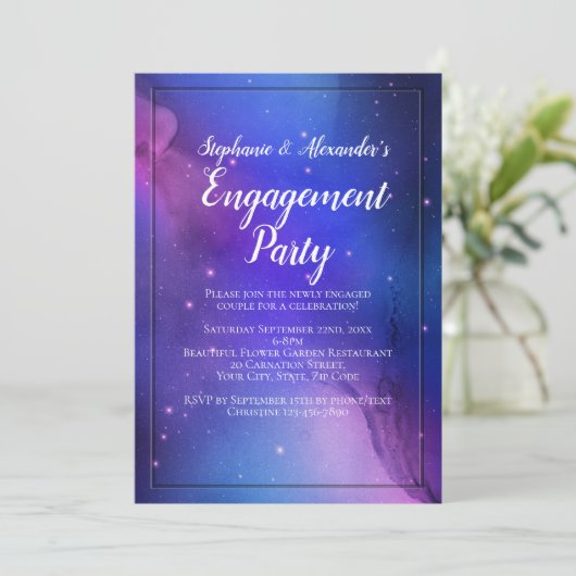 Paarse Nebula Celestial Art buitenruimtetracewedde Kaart (Staand voorkant)