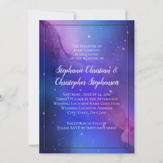 Paarse Nebula Celestial Art buitenruimtetracewedde Kaart (Voorkant)