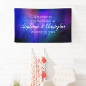 Paarse Nebula Celestial Art buitenruimtetracewedde Spandoek (Insitu)