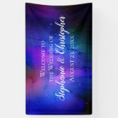 Paarse Nebula Celestial Art buitenruimtetracewedde Spandoek (Verticaal)