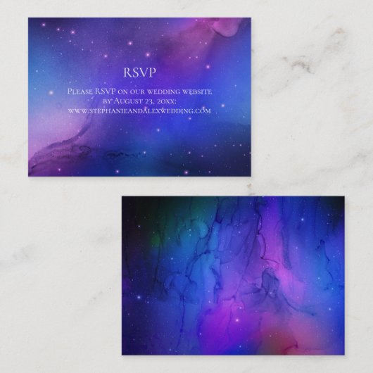 Paarse Nebula Celestial Art buitenruimtetracewedde Visitekaartje (Voorkant / Achterkant)