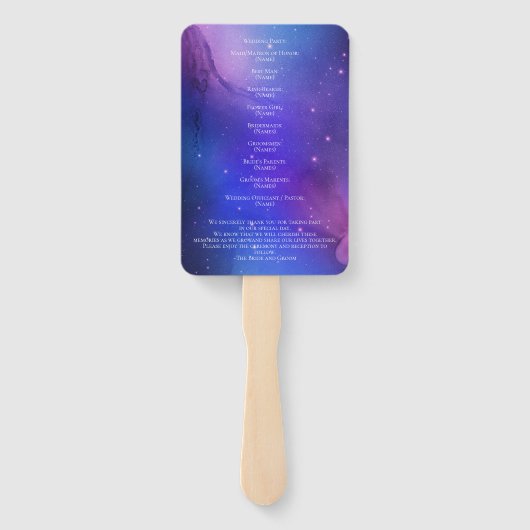 Paarse Nebula Celestial Art buitenste ruimtewedden Handwaaier (Achterkant)