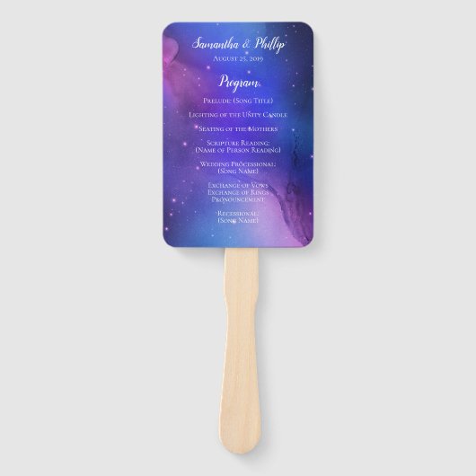 Paarse Nebula Celestial Art buitenste ruimtewedden Handwaaier (Voorkant)