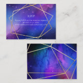 Paarse Nebula Celestial Art Geometric Gold RSVP Visitekaartje (Voorkant / Achterkant)