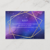 Paarse Nebula Celestial Art Geometric Gold RSVP Visitekaartje (Voorkant)