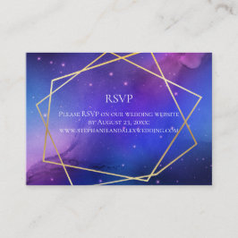 Paarse Nebula Celestial Art Geometric Gold RSVP Visitekaartje
