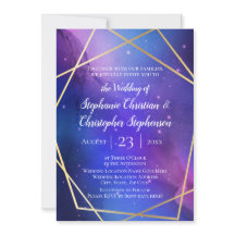 Paarse Nebula Celestial Art Geometric Gold Wedding