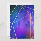 Paarse Nebula Celestial Art Geometric Gold Wedding Kaart (Achterkant)